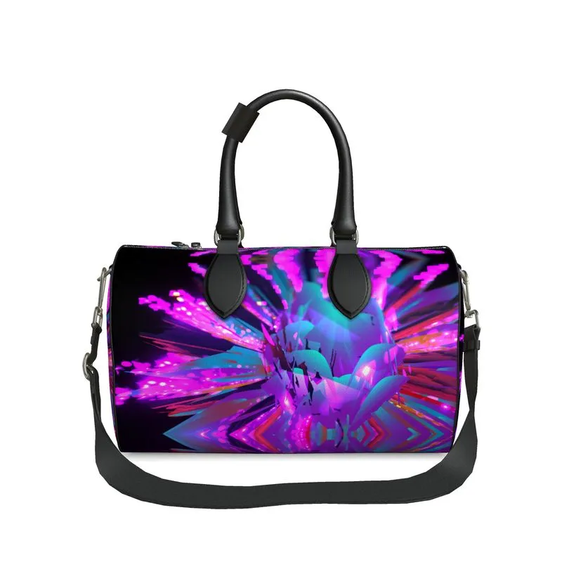 Small "Dazzling Dahlias" Nappa Leather Duffle Bag