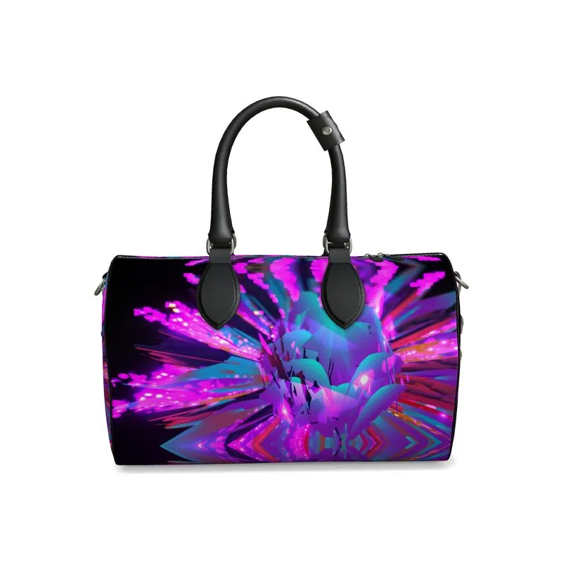 Small "Dazzling Dahlias" Nappa Leather Duffle Bag