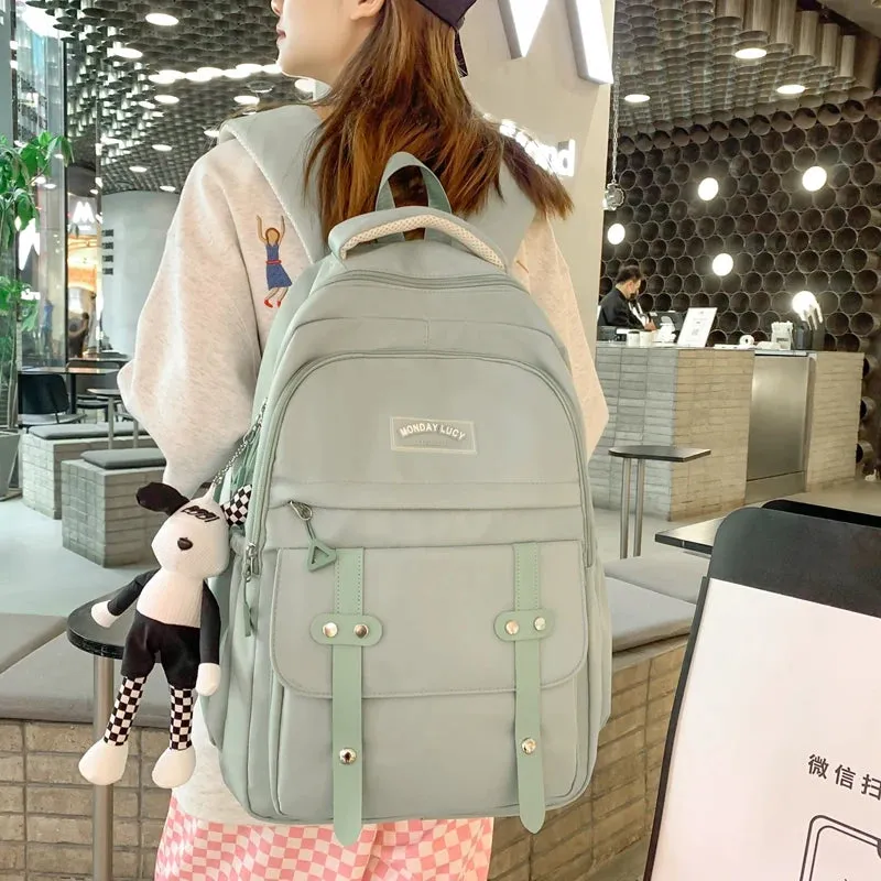 Sohiwoo Fashion Female College School Backpack Women High-Capacity Laptop Backpack Ladies Cute Student School Bag Trendy Travel Book Bag