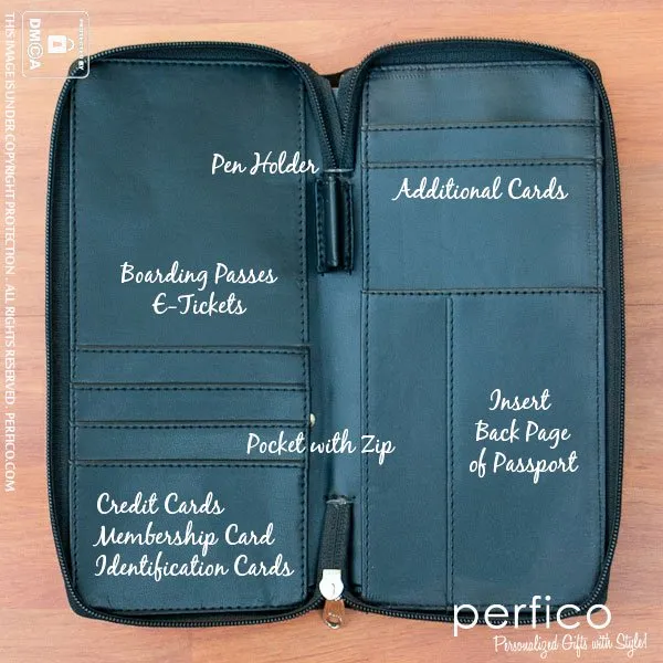 Stamped © Personalized Passport Holder with Zipper