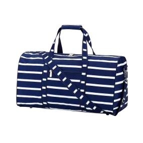 Striped Navy Custom Overnight Bag with Embroidered Name or Monogram, Weekend Travel Bag, Sports Bag, Dance Bag, Boys Duffel Bag, Girls Bag