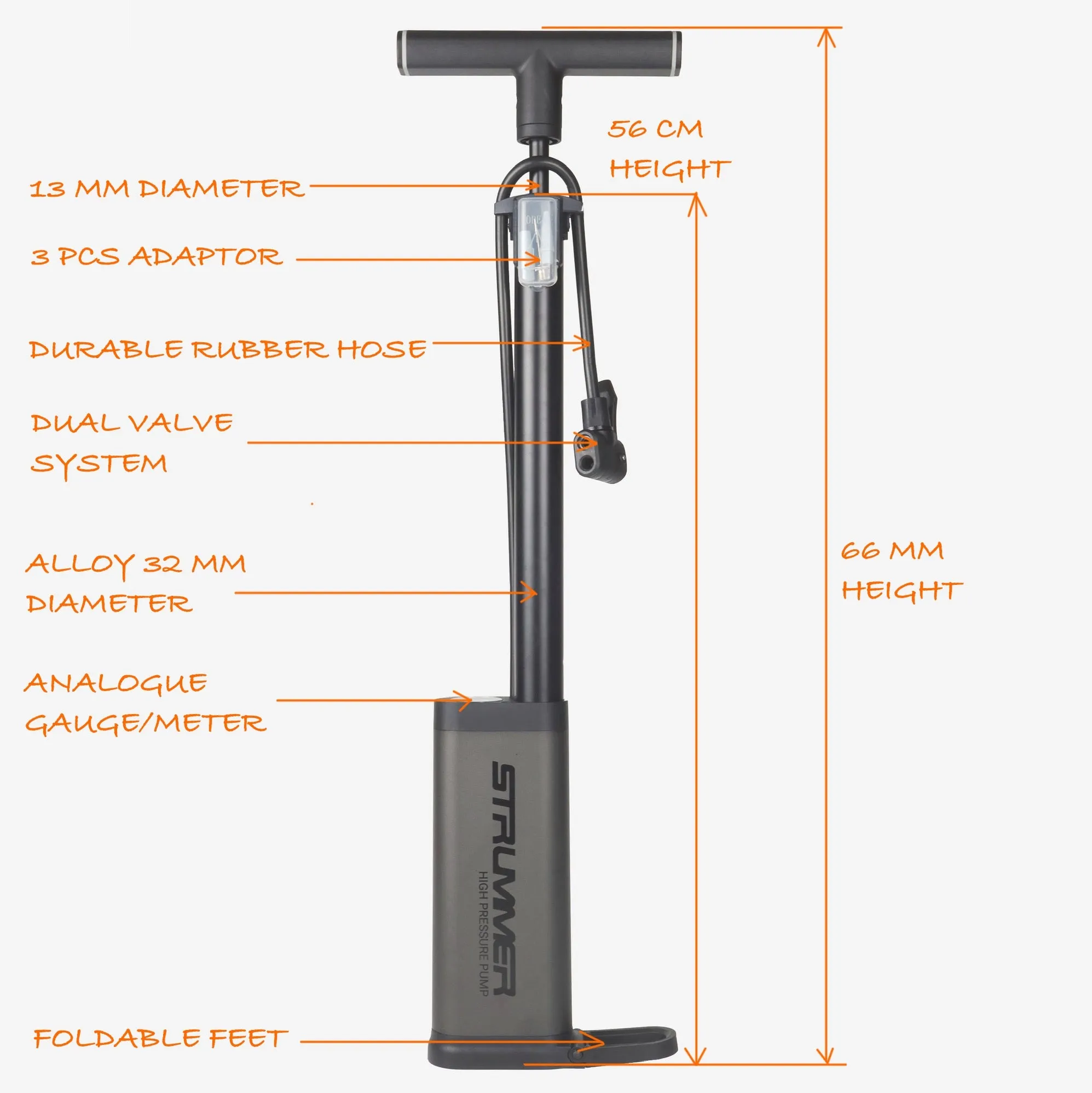 Strummer Expert Floor Pump with Analogue Gauge