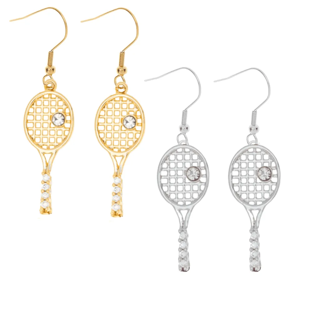 Tennis Rhinestone Racket Dangle Earrings