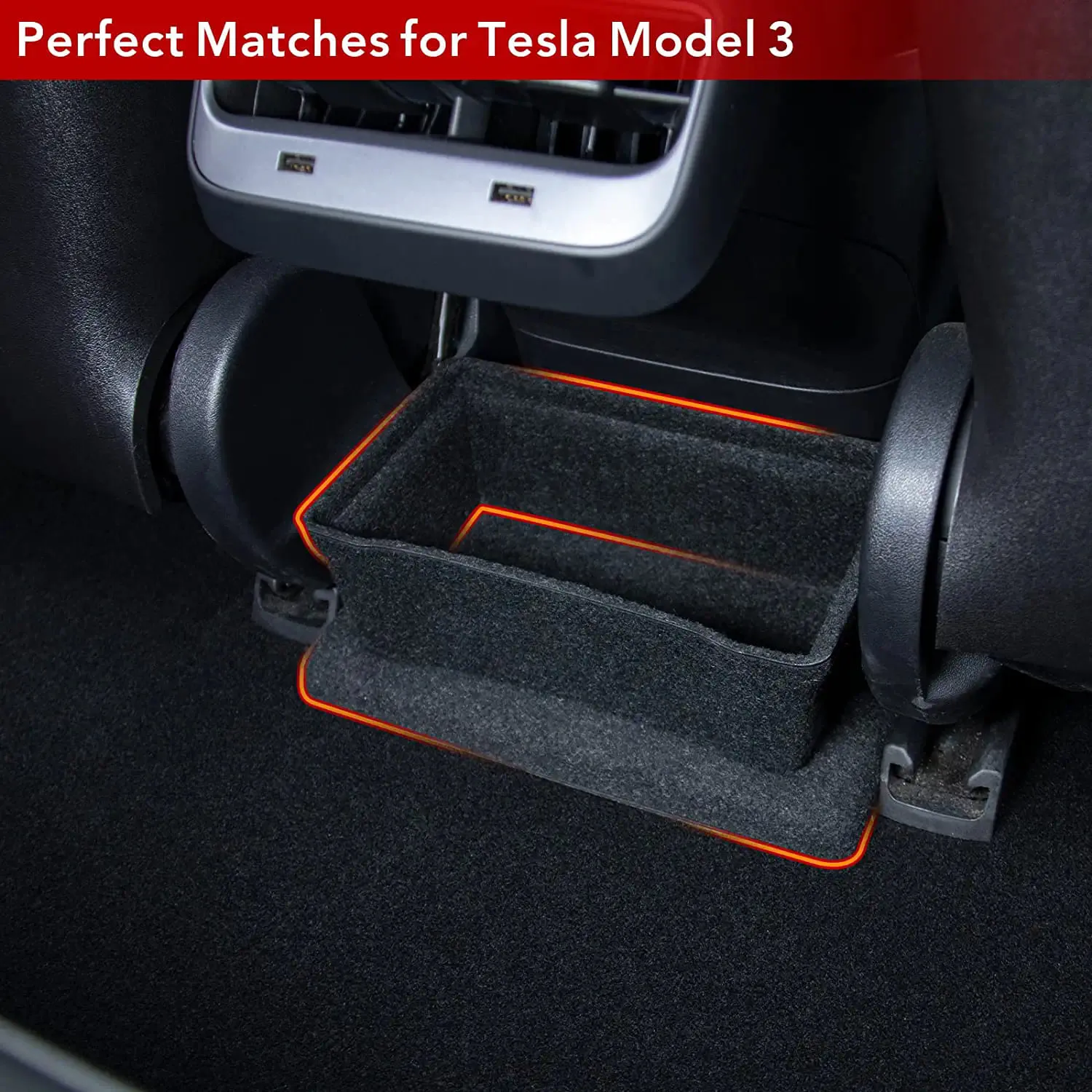 Tesla Model 3 Rear Center Console Organizer