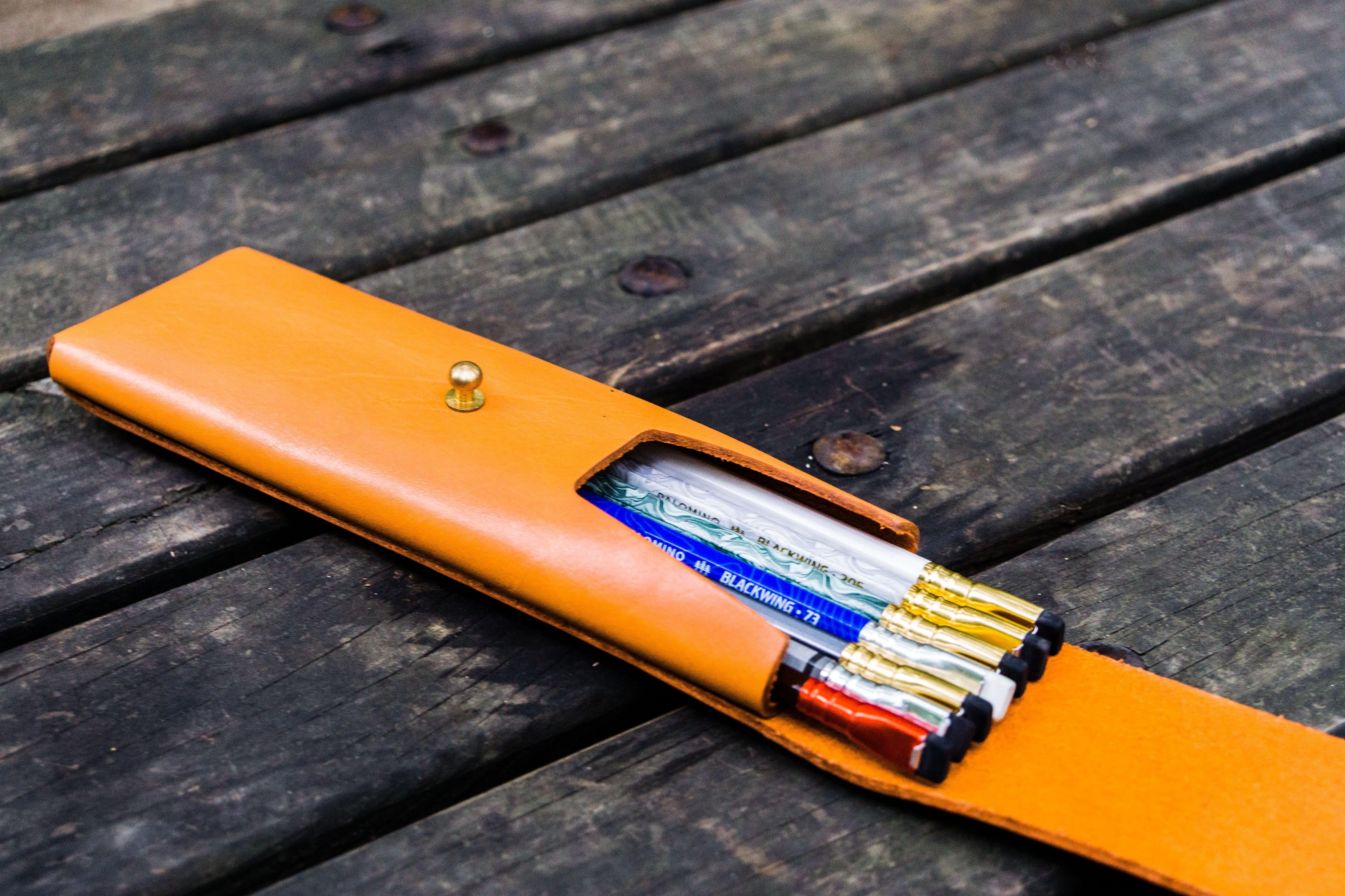 The Charcoal Leather Pencil Case for Blackwing Pencils - Orange