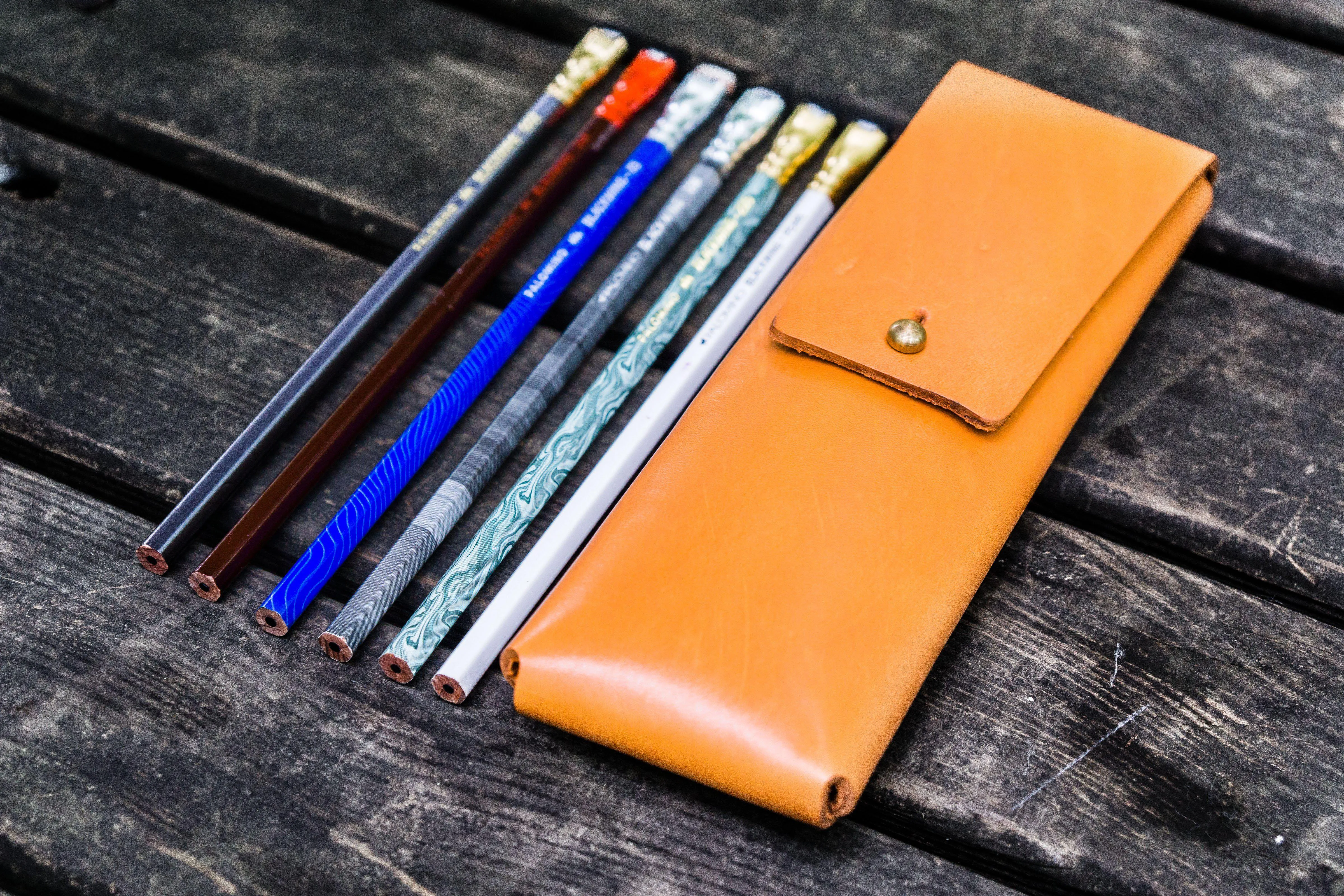 The Charcoal Leather Pencil Case for Blackwing Pencils - Orange