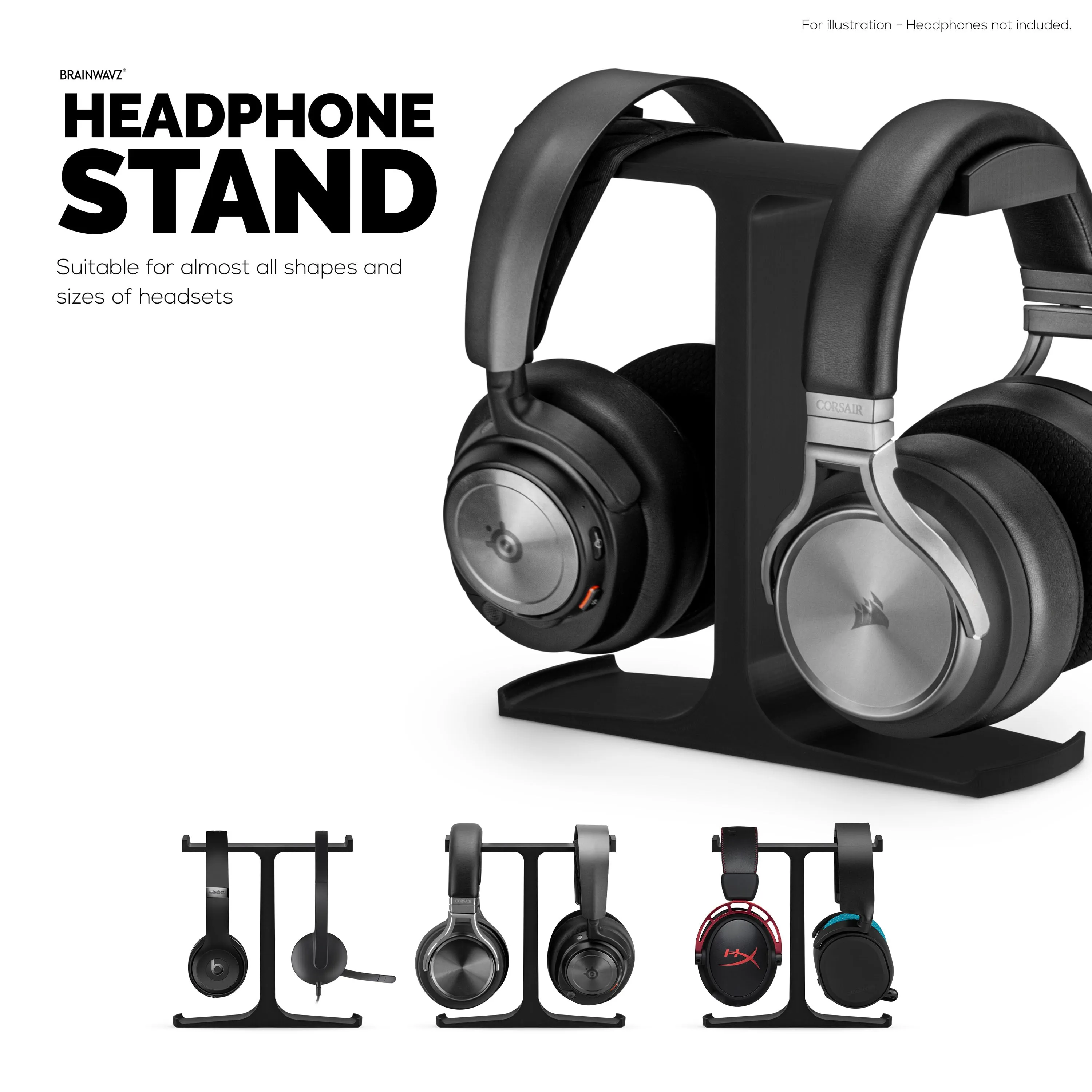 The Icon - Dual Headphone Stand for Desk - Universal Design for All Gaming & Audio Headsets