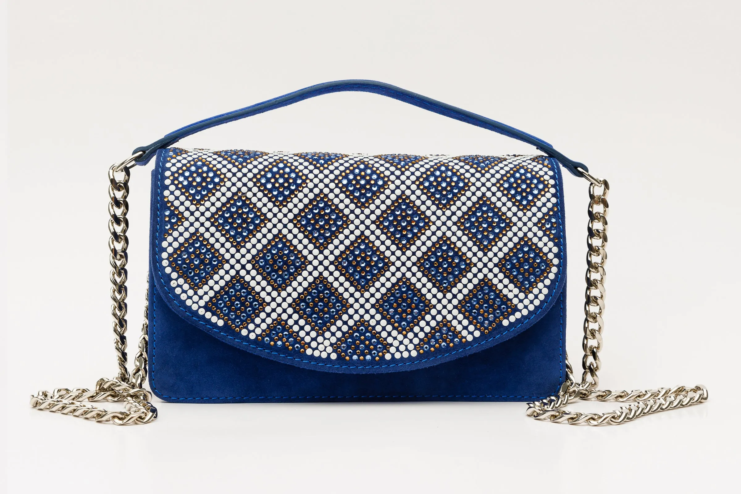 The Nampula Sax Blue Glitter Leather Handbag