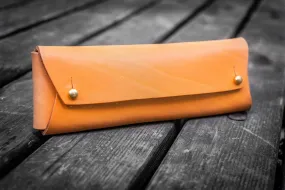 The Student Leather Pencil Case - Orange