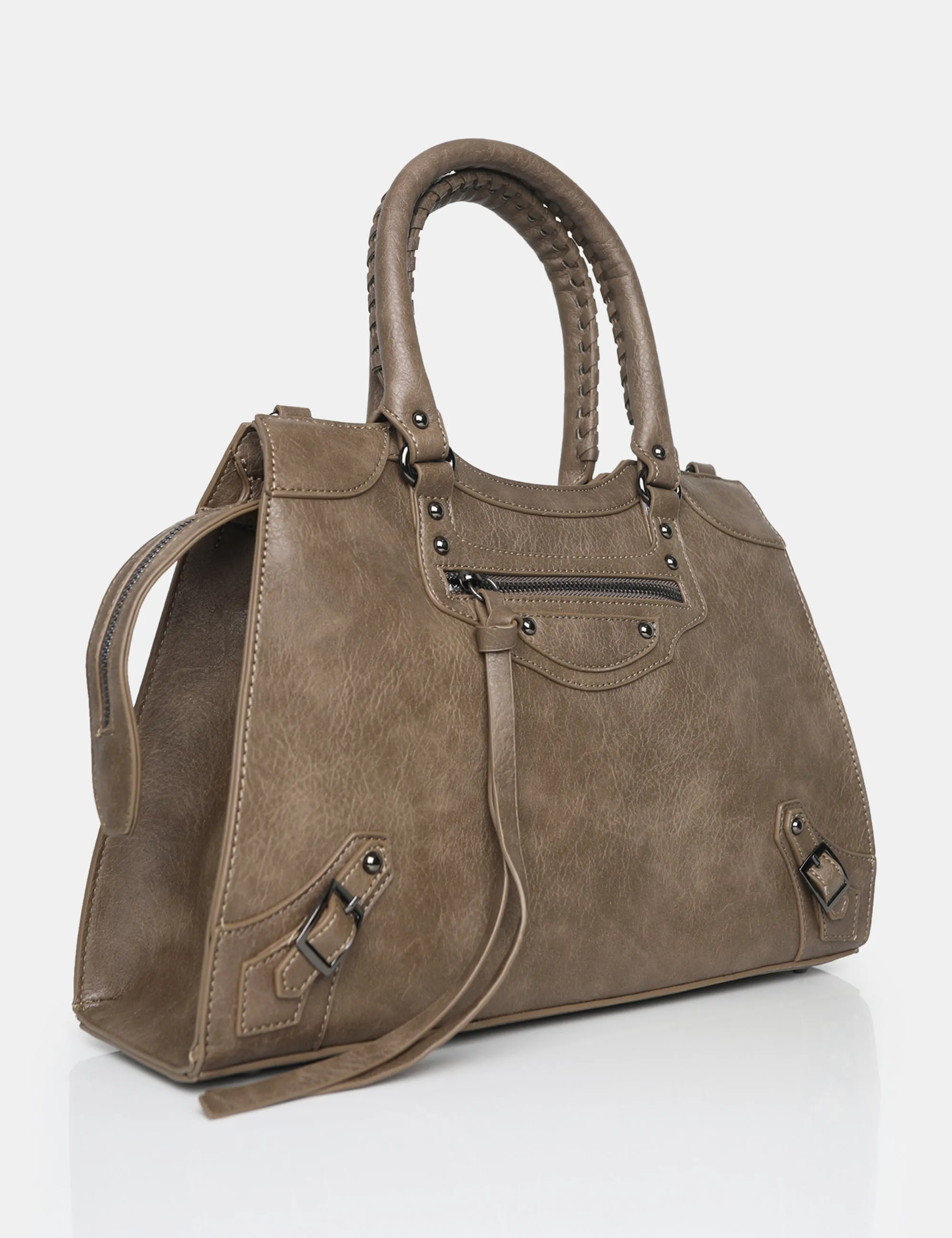 The Willa Metallic Grey Zip detail Tote Bag