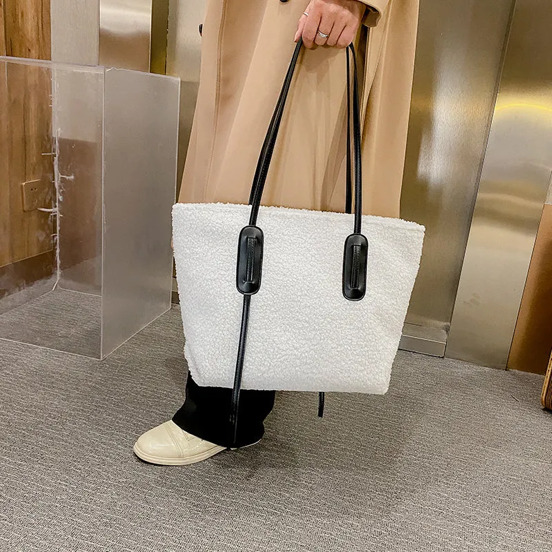 Top Handle Plush Tote Bag