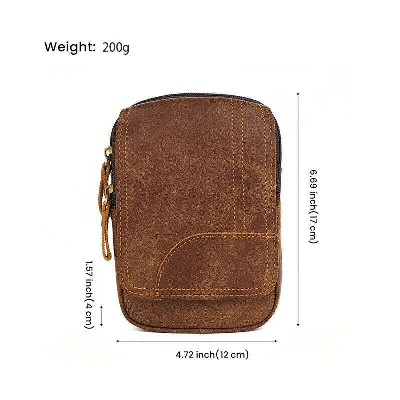 Travel Zipper Magnetic Snap Nubuck Leather Belt Bag