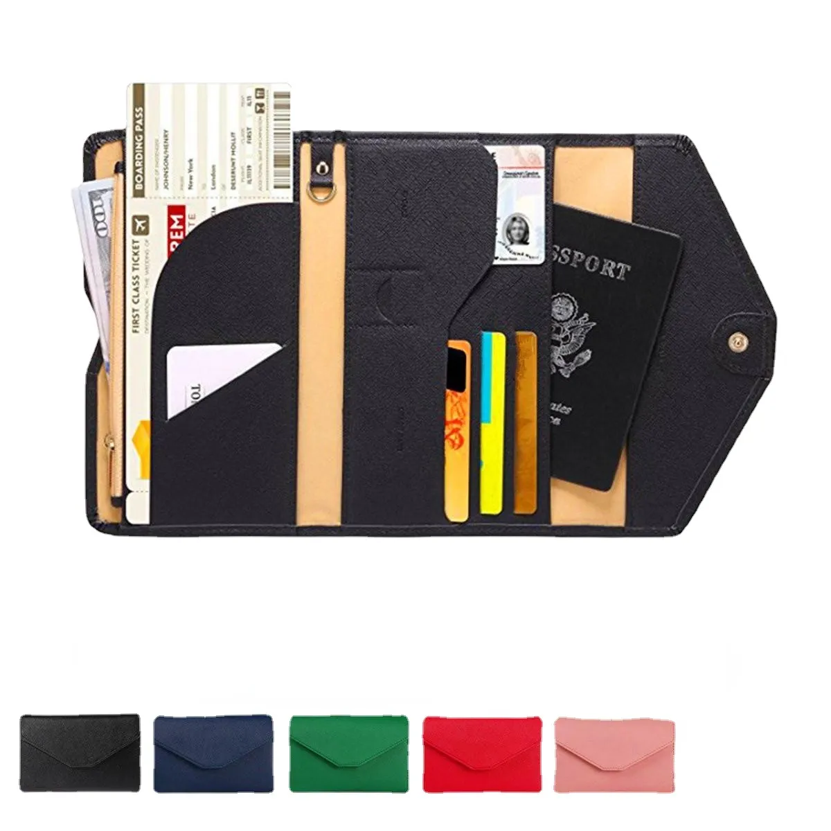 Tri-fold Multi-function Passport Credit Card ID Cash Holder Organizer Wallet Purse Case Bag