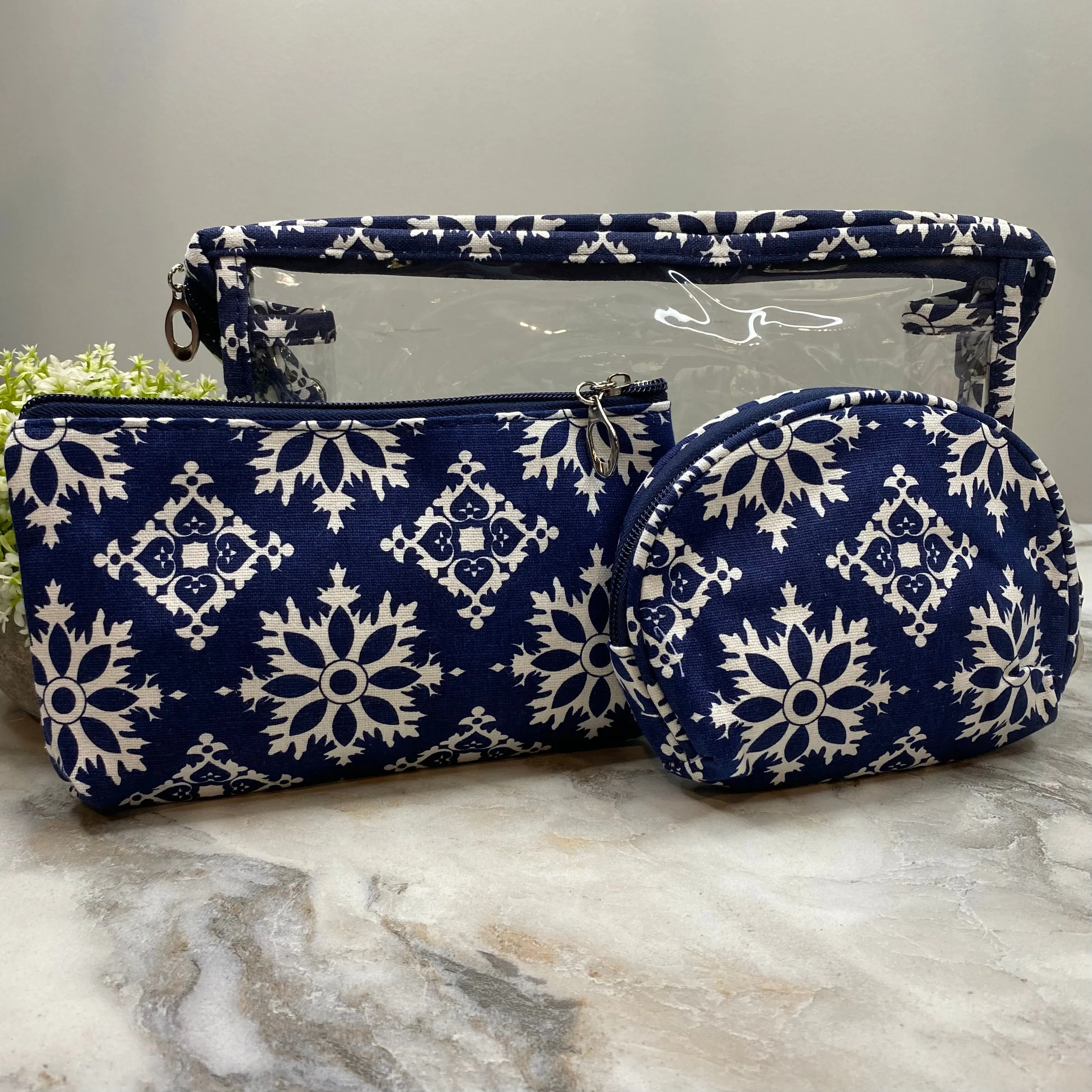 Trio Set Pouch   Clamshell - Snowflake