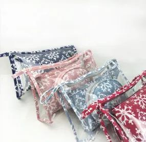 Trio Set Pouch   Clamshell - Snowflake