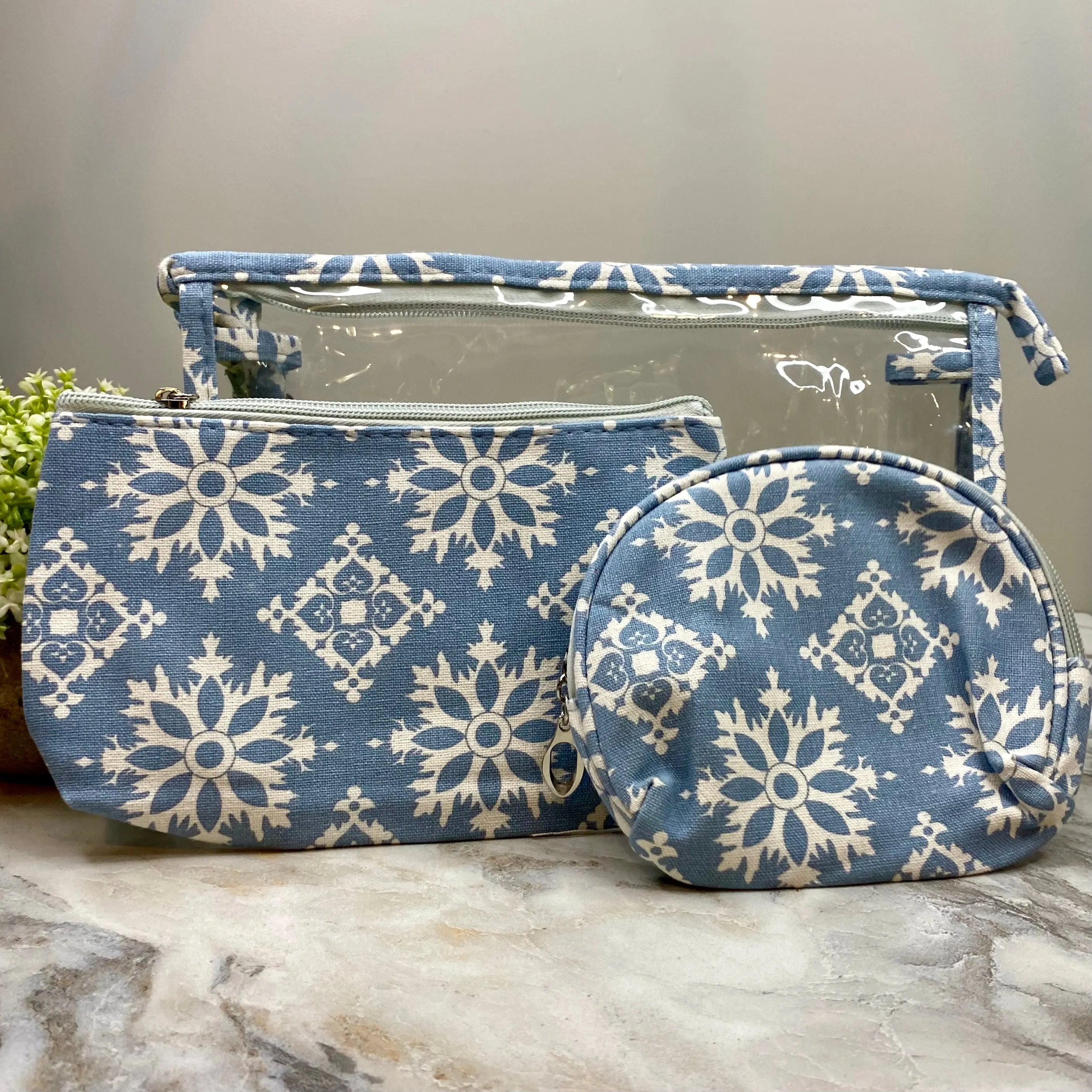 Trio Set Pouch   Clamshell - Snowflake