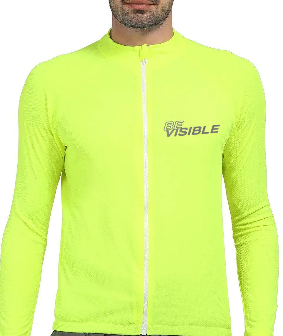 Triquip BeVisible Men Cycling Jersey Full Sleeves - Neon Green