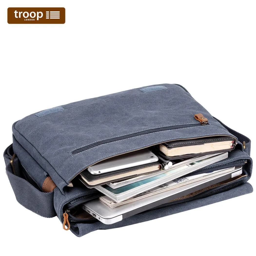 TRP0240 Troop London Classic Canvas Laptop Messenger Bag - 16.5 Diagonally