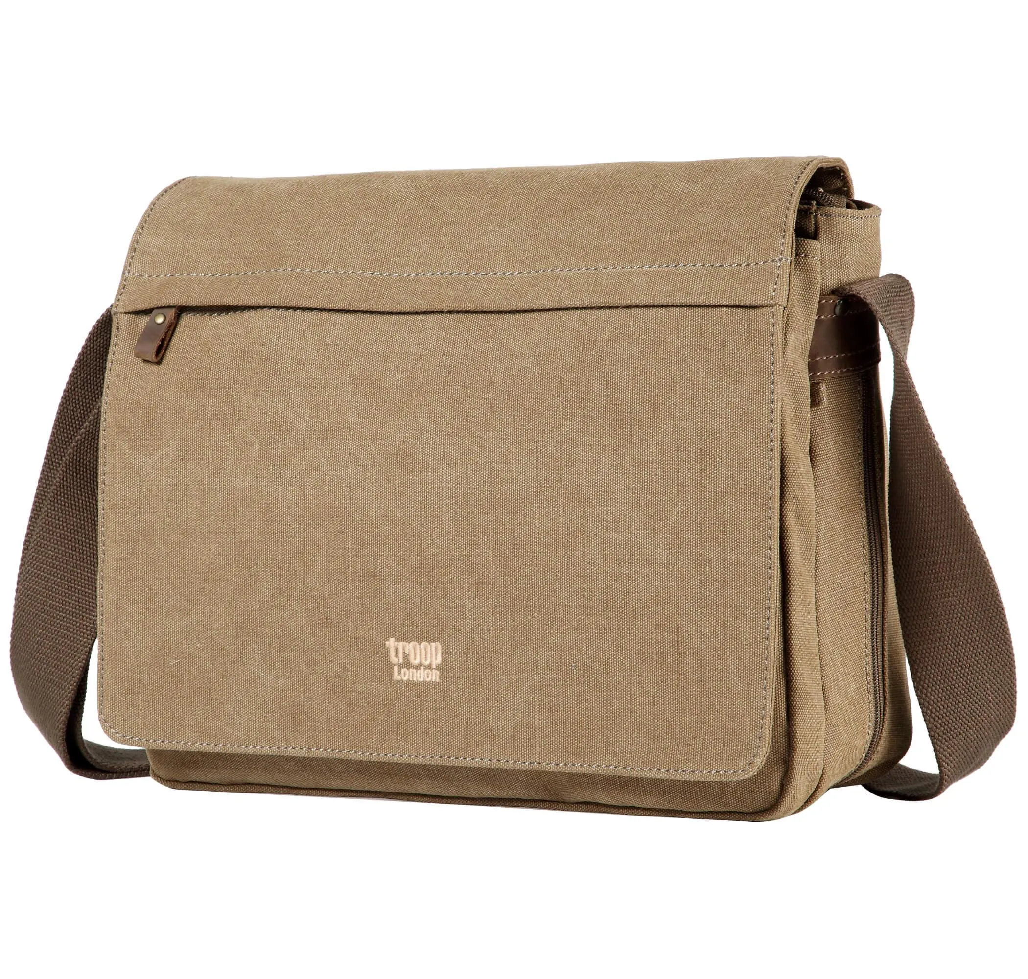 TRP0240 Troop London Classic Canvas Laptop Messenger Bag - 16.5 Diagonally