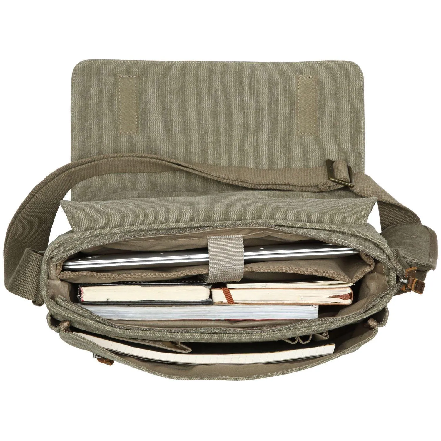 TRP0240 Troop London Classic Canvas Laptop Messenger Bag - 16.5 Diagonally