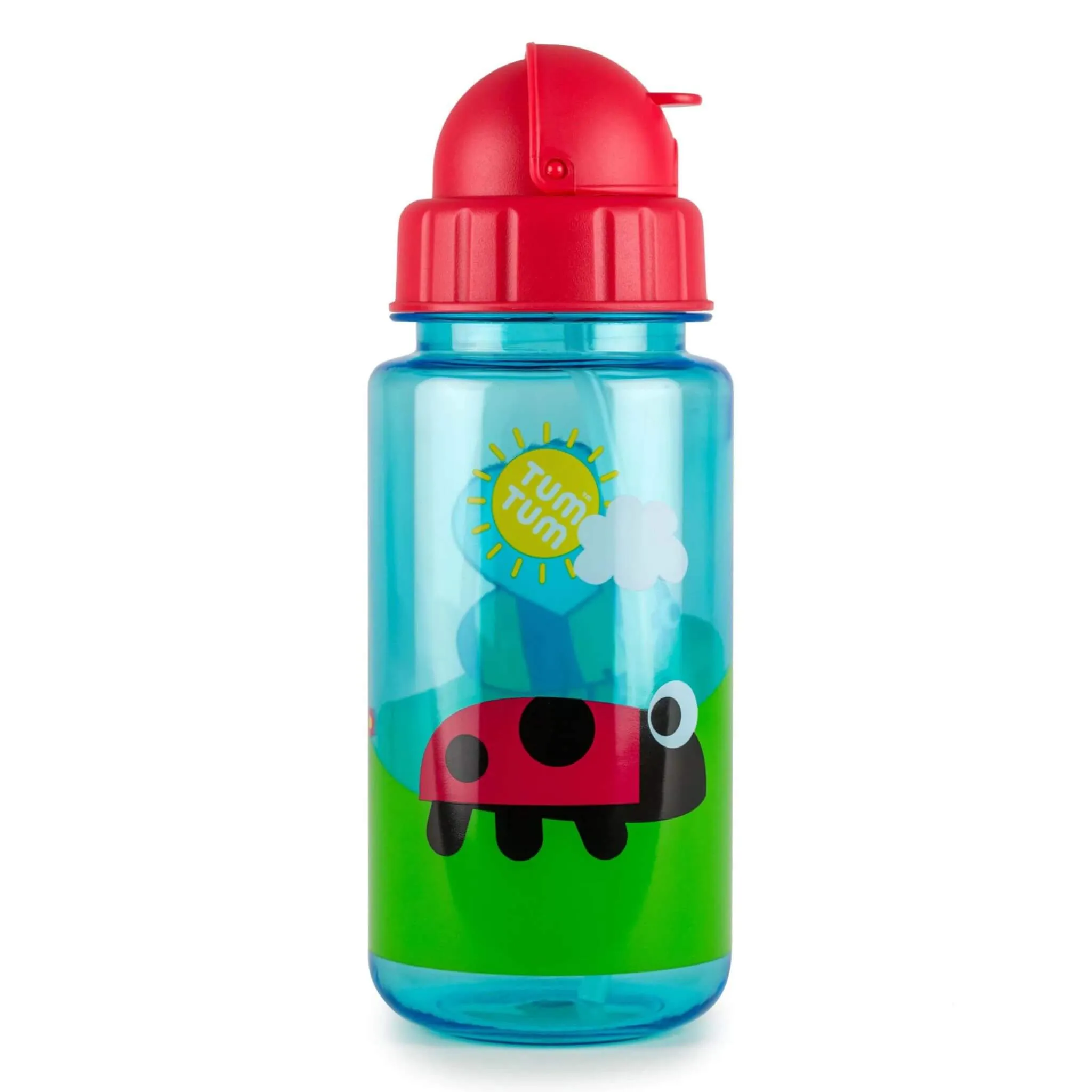 TUM TUM Flip Top Water Bottle with Straw (Bugs)