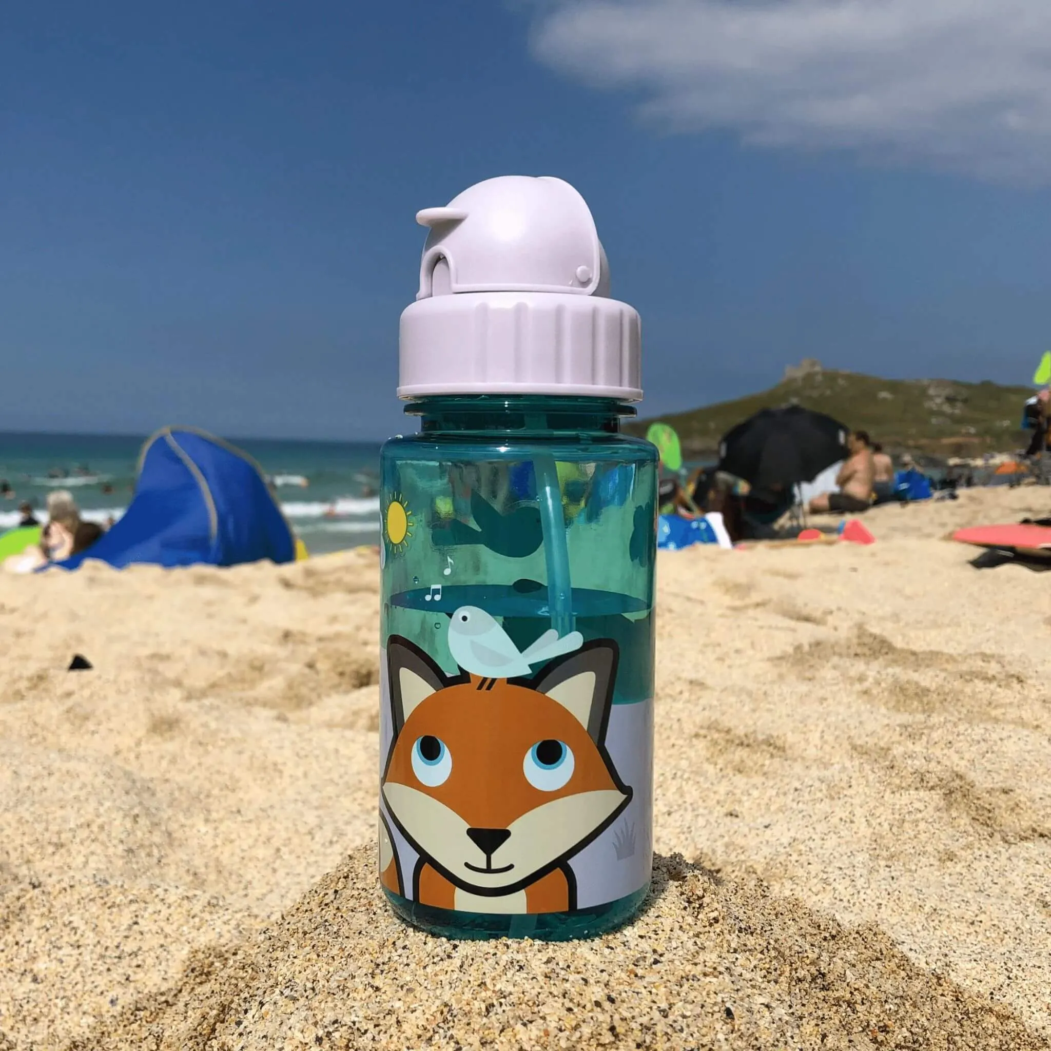 TUM TUM Flip Top Water Bottle with Straw (Felicity Fox)