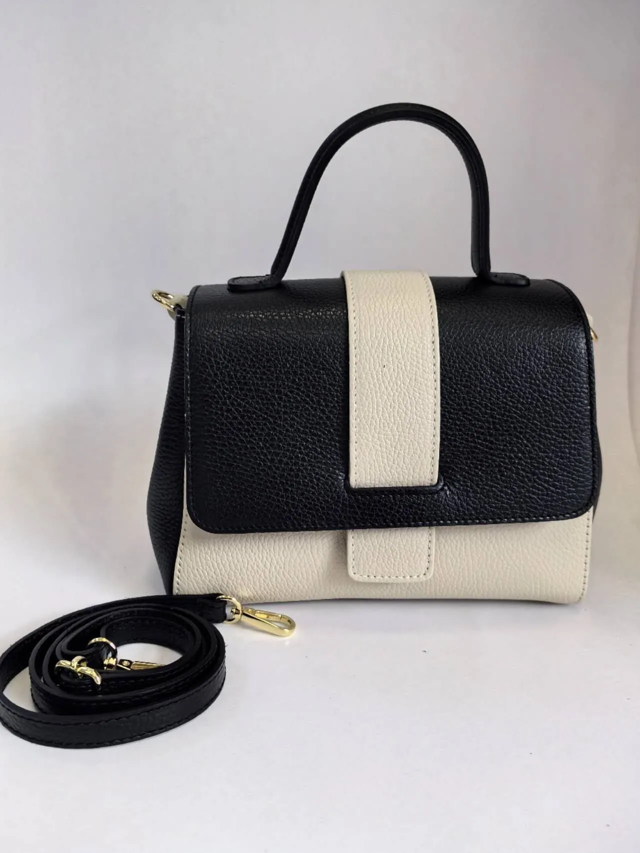 TWO TONE LEATHER HANDBAG