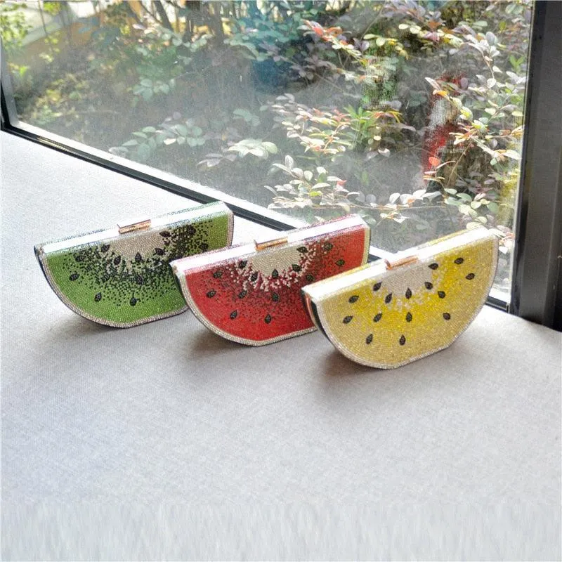 Watermelon Shaped Bedazzled Clasp Handbag