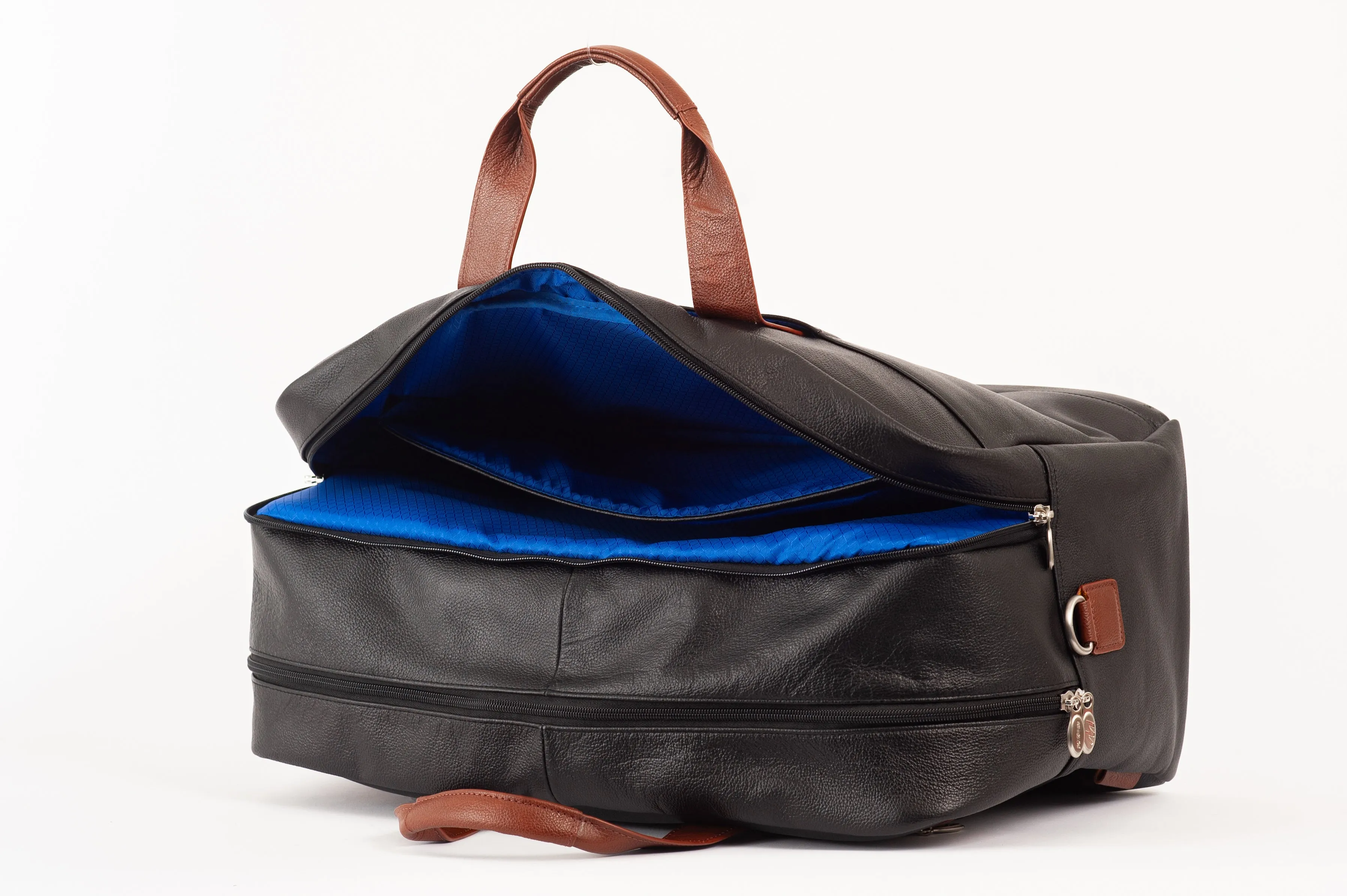 WELLINGTON  | 21” Leather Carry-All Two-Tone Laptop Duffel