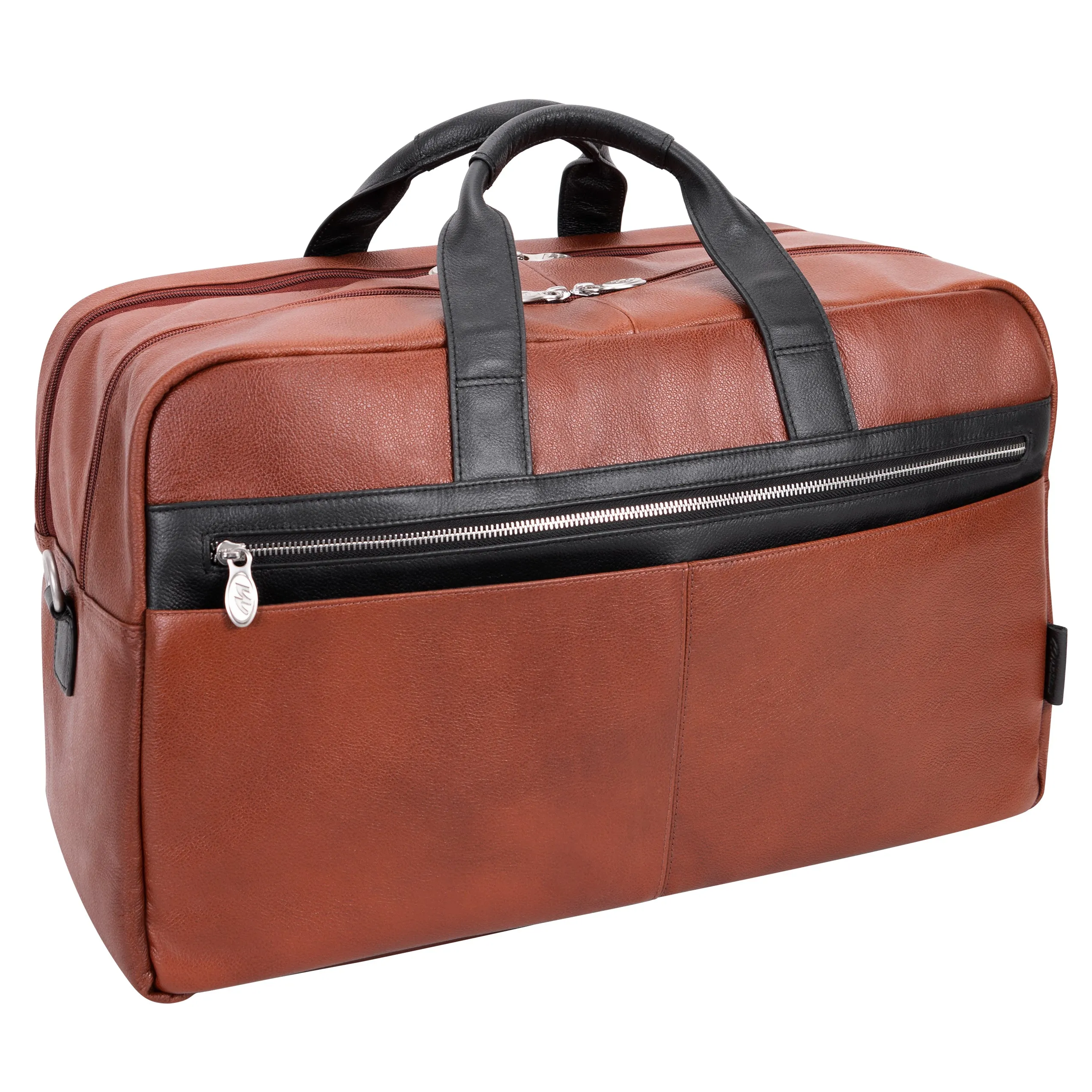 WELLINGTON  | 21” Leather Carry-All Two-Tone Laptop Duffel