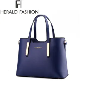 Women Top-handle Bag Shoulder Bags PU Leather Handbags Solid Tote Bolsas Feminina Borse Female Herald Fashion