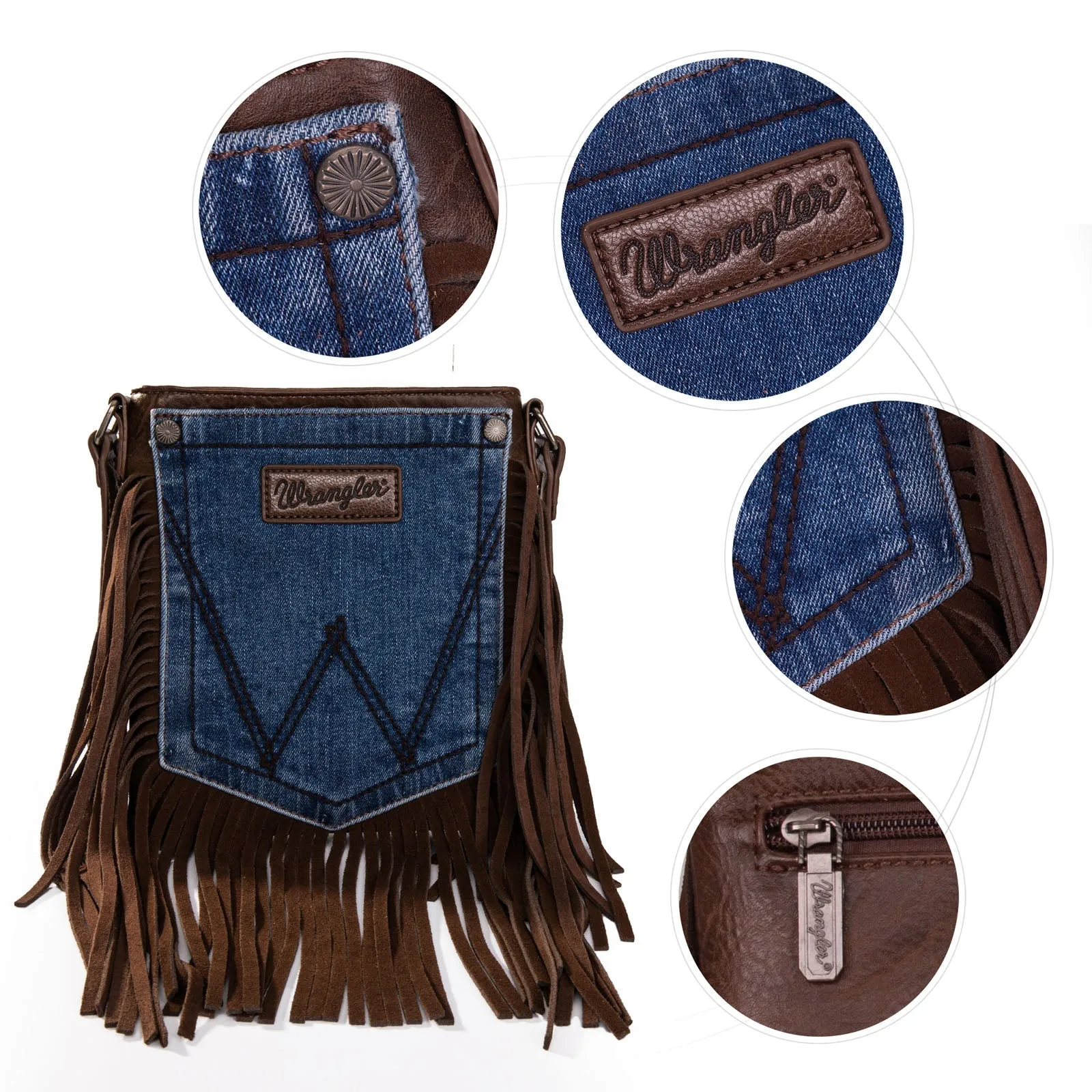 Wrangler Fringe Pocket Crossbody Denim