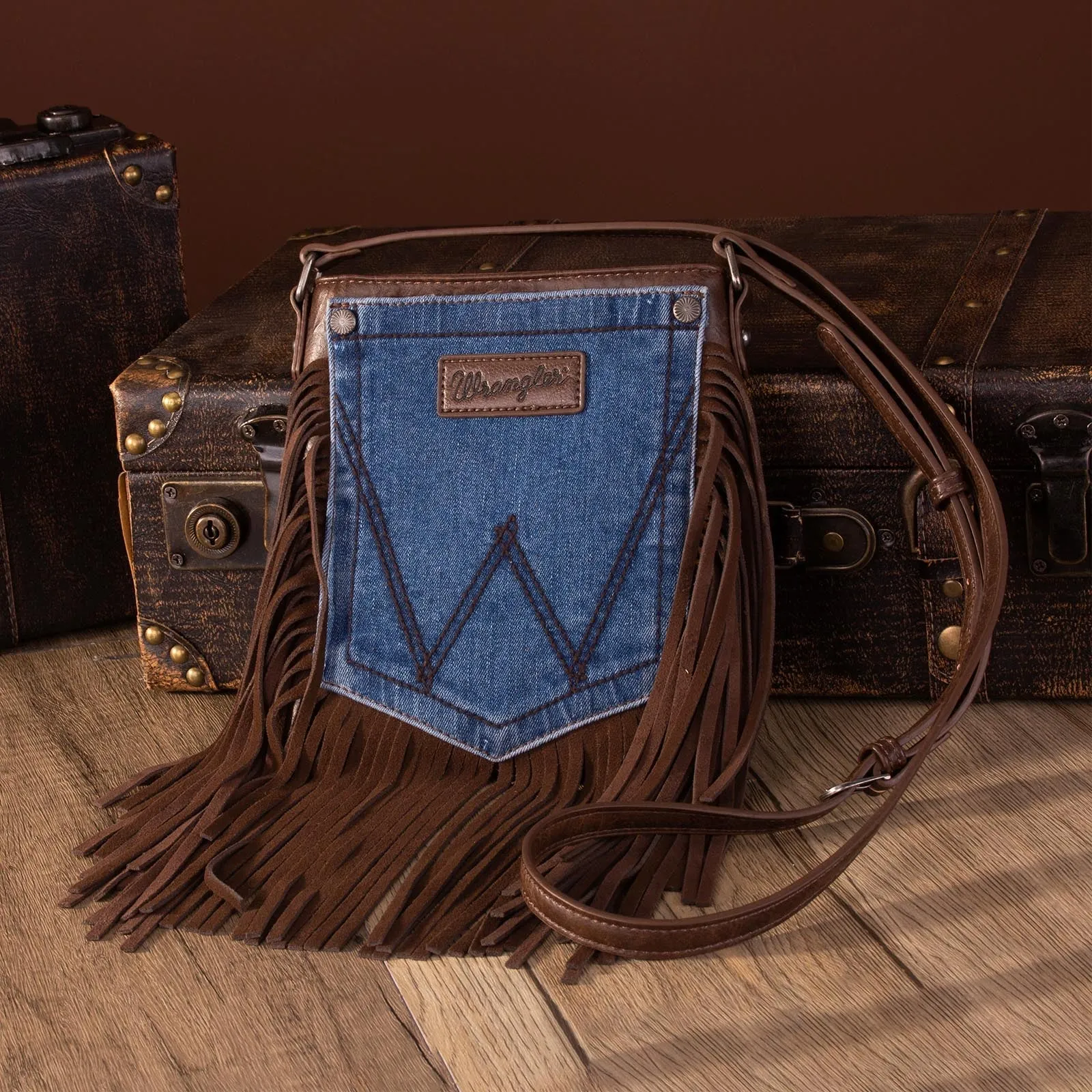 Wrangler Fringe Pocket Crossbody Denim