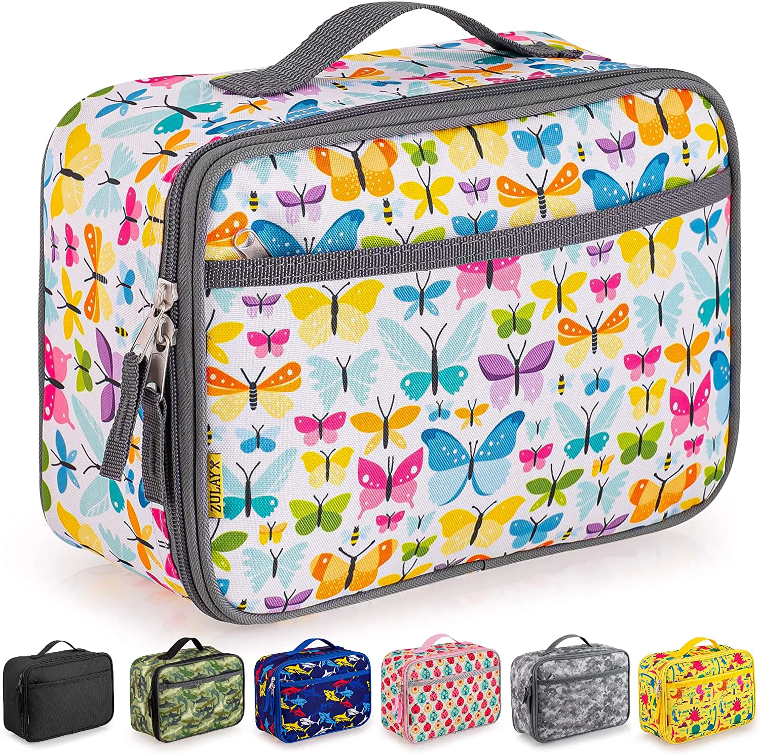 Zulay Insulated Lunch Bag - Thermal Kids Lunch Bag With Spacious Compartment & Built-In Handle - Portable Back To School Lunch Bag For Kids, Boys, & Girls To Keep Food Fresh (Ladybugs)